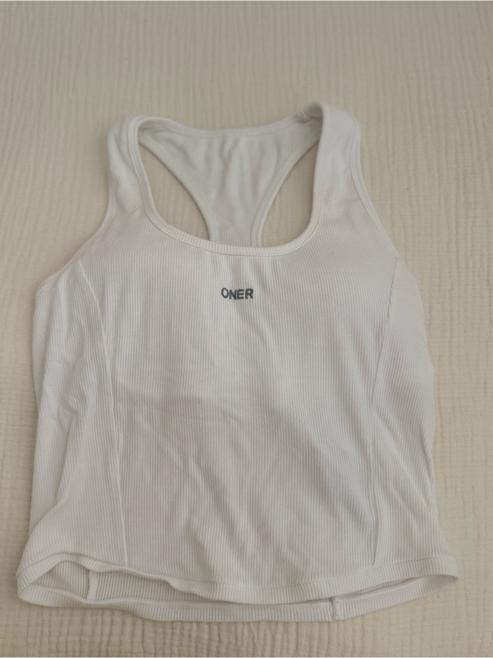 Mellow Rib ONER Embroidered Square Neck Tank Top w/ Built in Bra Shelf